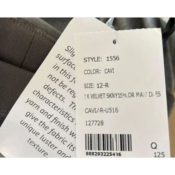 After Six One Shoulder Caviar Gray Velvet Gown Maxi Dress Size 12R NWT - Picture 4 of 6